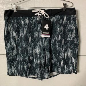 NWT 4 Fourlaps Board Shorts Size 36 Zip Fly Tie Up Swim